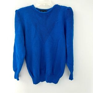 Vintage Pattern Knit Sweater Puffed Sleeves